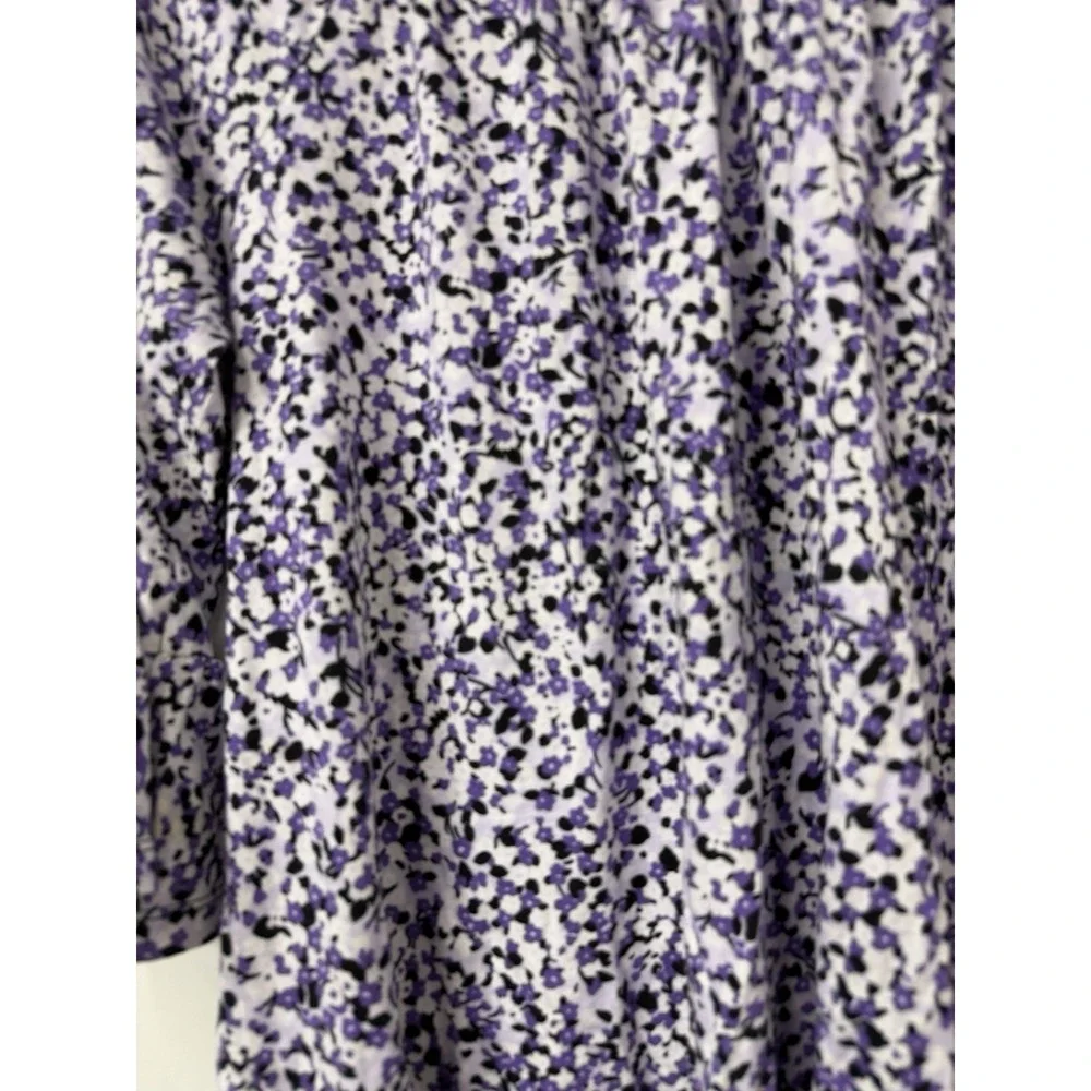 Michael Kors Women's XL Purple Floral Pebbles Peasant Romantic Knit Blouse Shirt